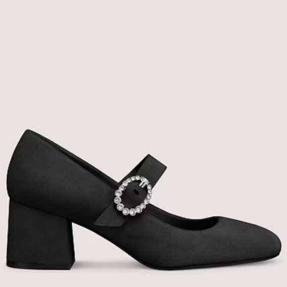 STUART WEITZMAN Sloane 60 Black Suede with Crystal Buckle Size 7.5 - Picture 6 of 7